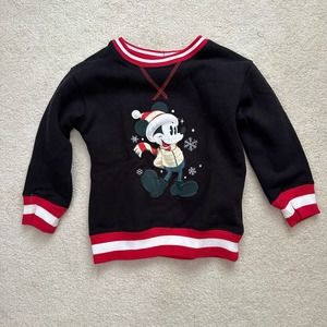4 Disney holiday sweater black Mickey snowflakes Christmas ugly pullover xs